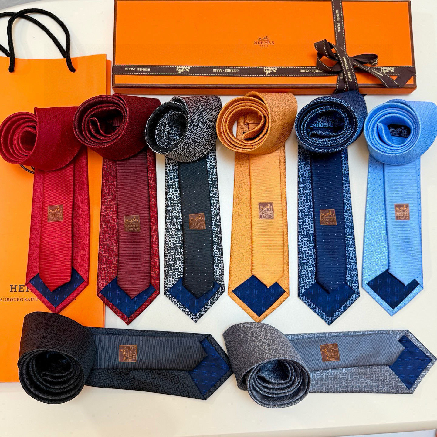 H織り ネクタイ ハイブランド調 結婚式 ホスト 衣装 高級シルク調 光沢 水色 - 画像 4