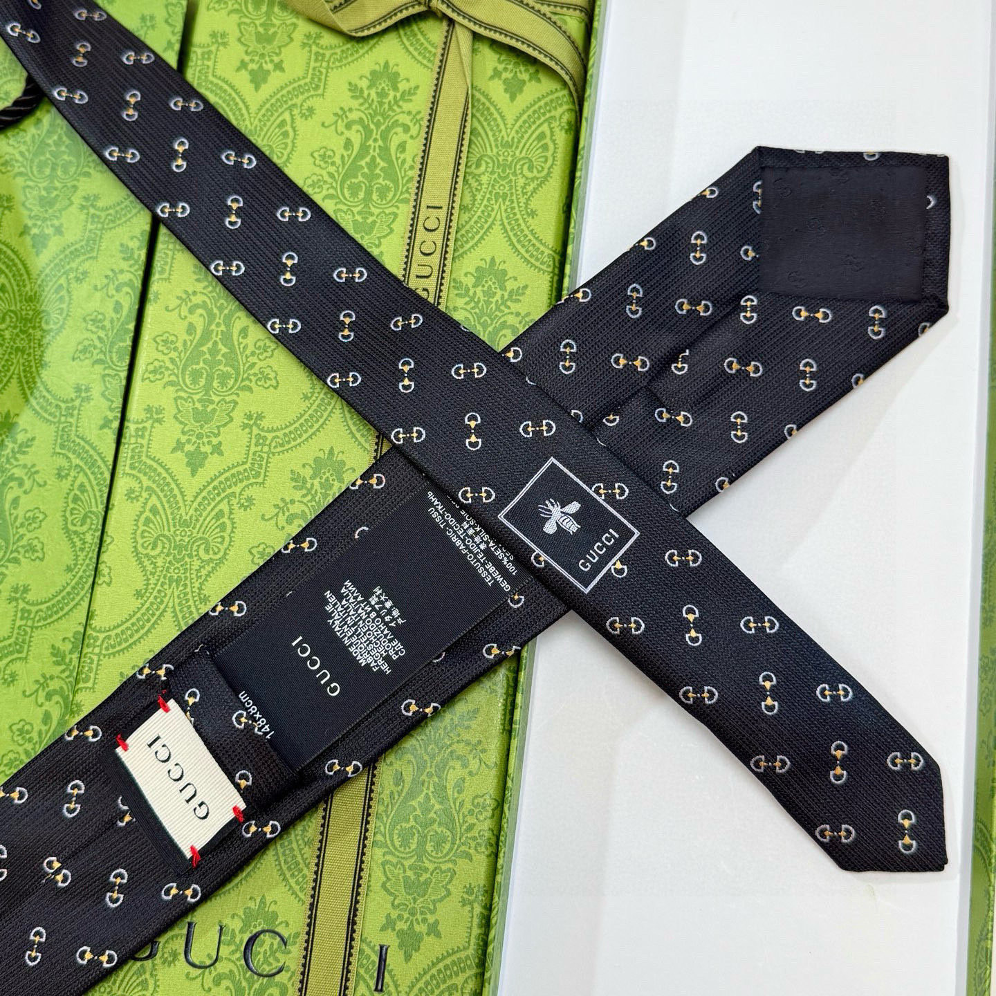 GG柄 ネクタイ グッチ風 結婚式 ホスト 衣装 高級シルク調 光沢 ネイビー - 画像 7