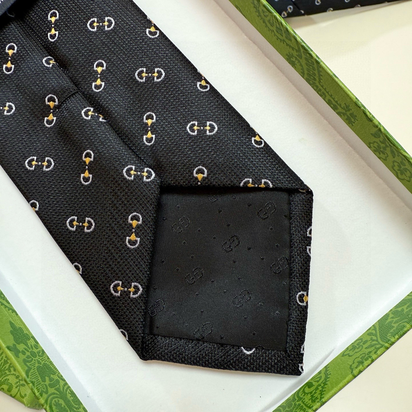 GG柄 ネクタイ グッチ風 結婚式 ホスト 衣装 高級シルク調 光沢 ネイビー - 画像 8