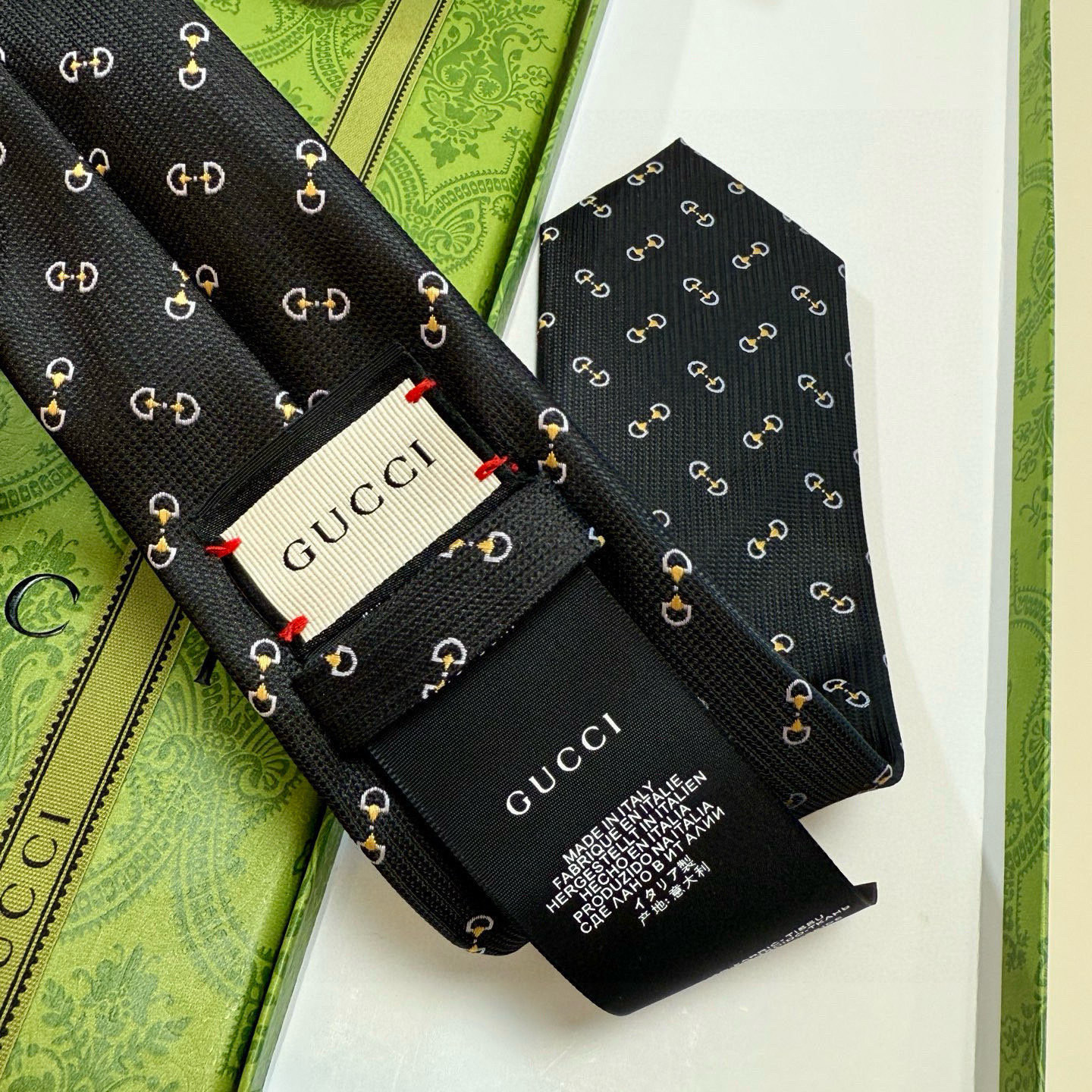 GG柄 ネクタイ グッチ風 結婚式 ホスト 衣装 高級シルク調 光沢 ネイビー - 画像 9