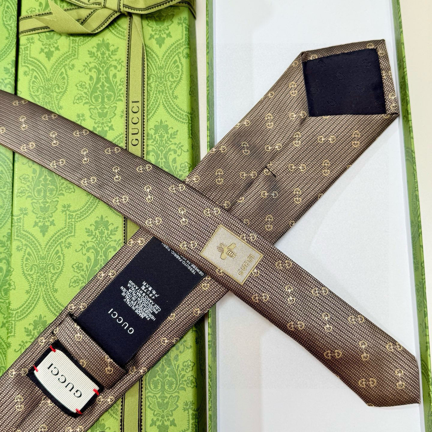 GG柄 ネクタイ グッチ風 結婚式 ホスト 衣装 高級シルク調 光沢 ネイビー - 画像 7