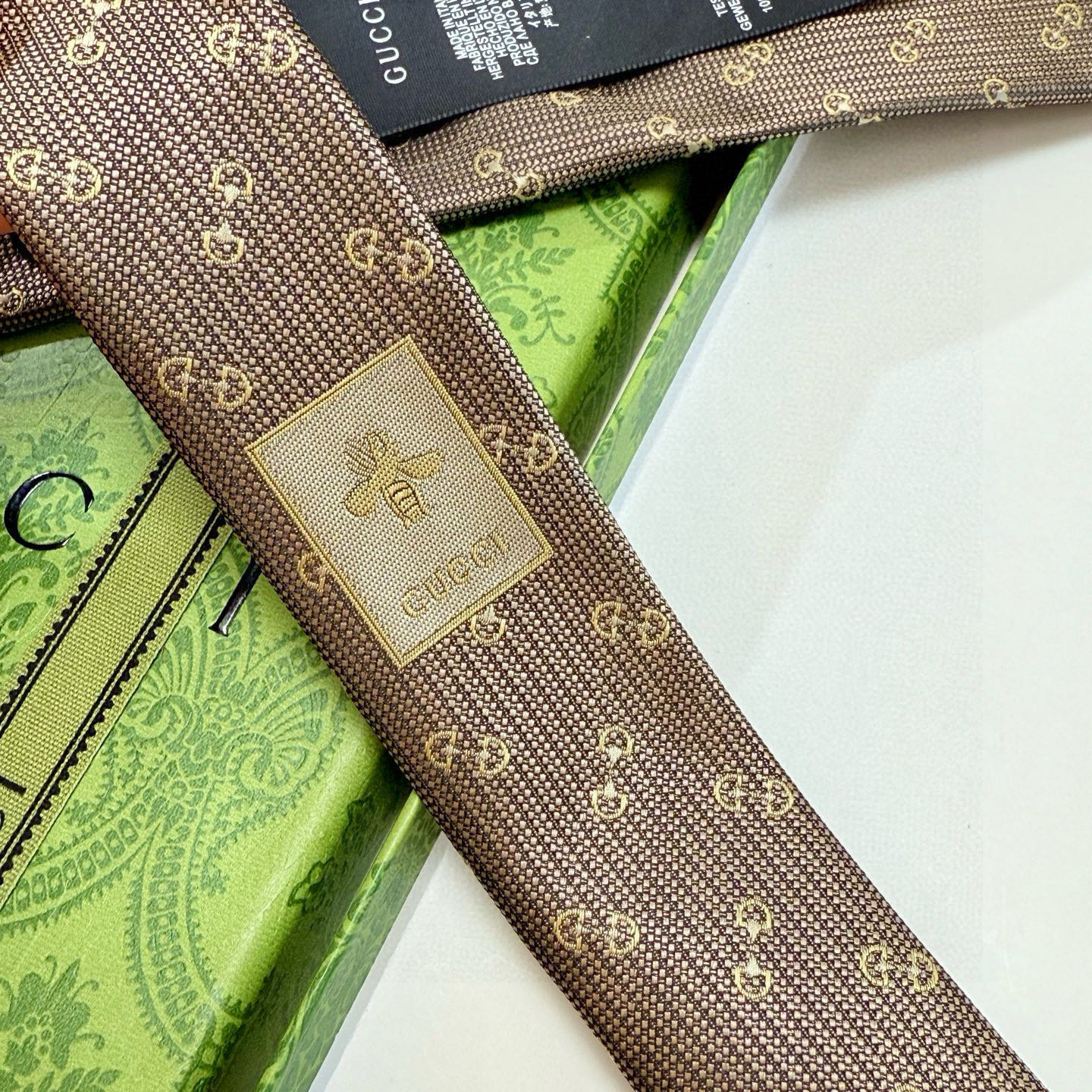 GG柄 ネクタイ グッチ風 結婚式 ホスト 衣装 高級シルク調 光沢 ネイビー - 画像 8