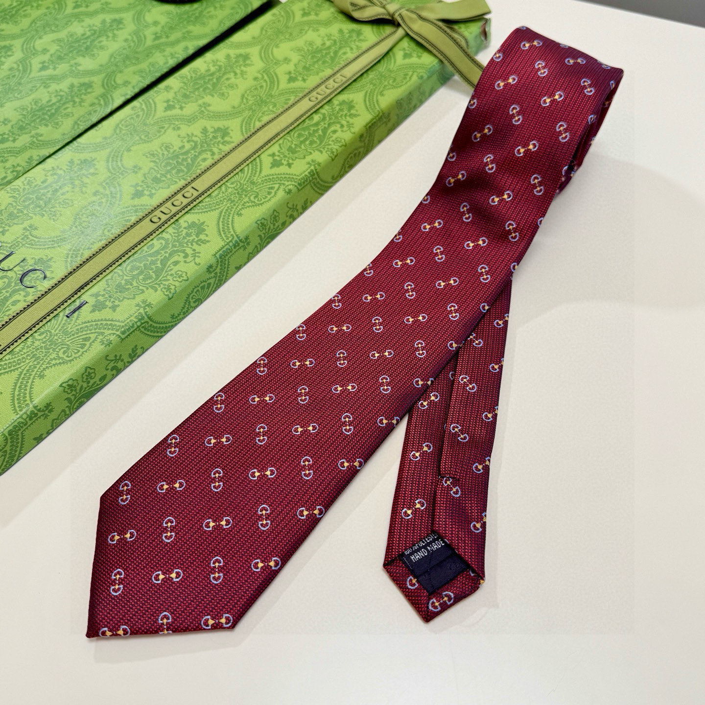 GG柄 ネクタイ グッチ風 プレゼント ホスト 衣装 高級シルク調 光沢 ネイビー - 画像 4