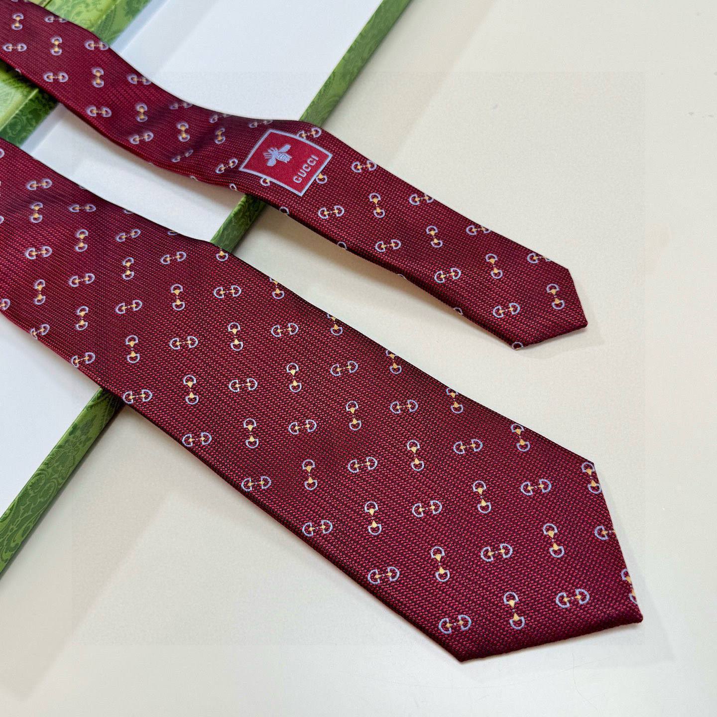 GG柄 ネクタイ グッチ風 プレゼント ホスト 衣装 高級シルク調 光沢 ネイビー - 画像 6