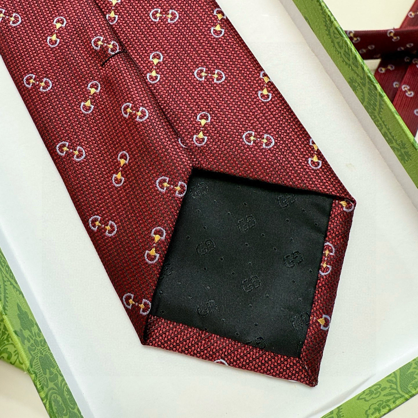 GG柄 ネクタイ グッチ風 プレゼント ホスト 衣装 高級シルク調 光沢 ネイビー - 画像 9