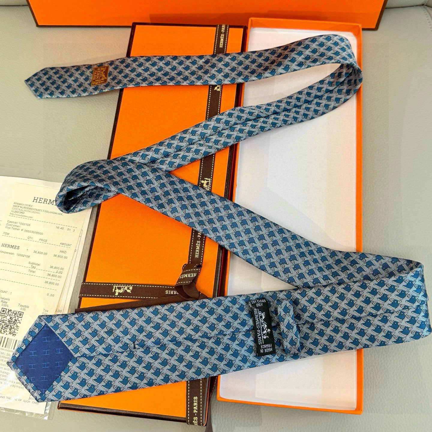 H柄 ネクタイ ハイブランド調 結婚式 ホスト 衣装 高級シルク調 光沢 水色 - 画像 9