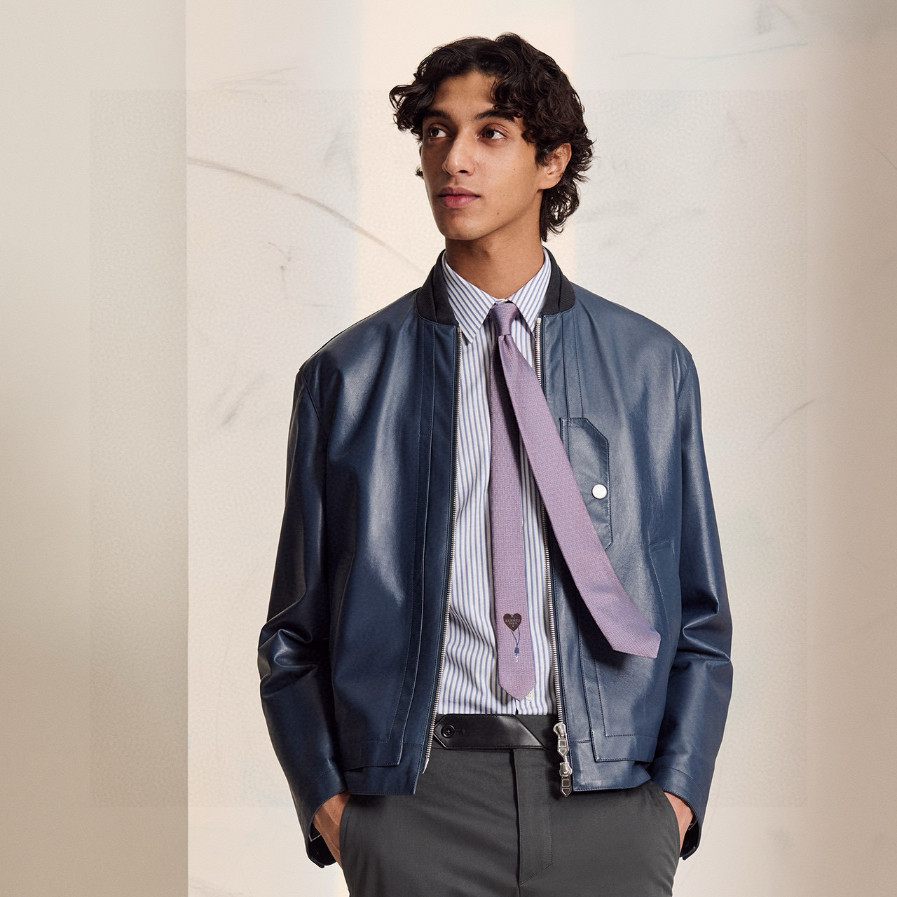 エールメス風 ネクタイ ハイブランド調 プレゼント ホスト 衣装 高級シルク調 光沢 ライトブルー