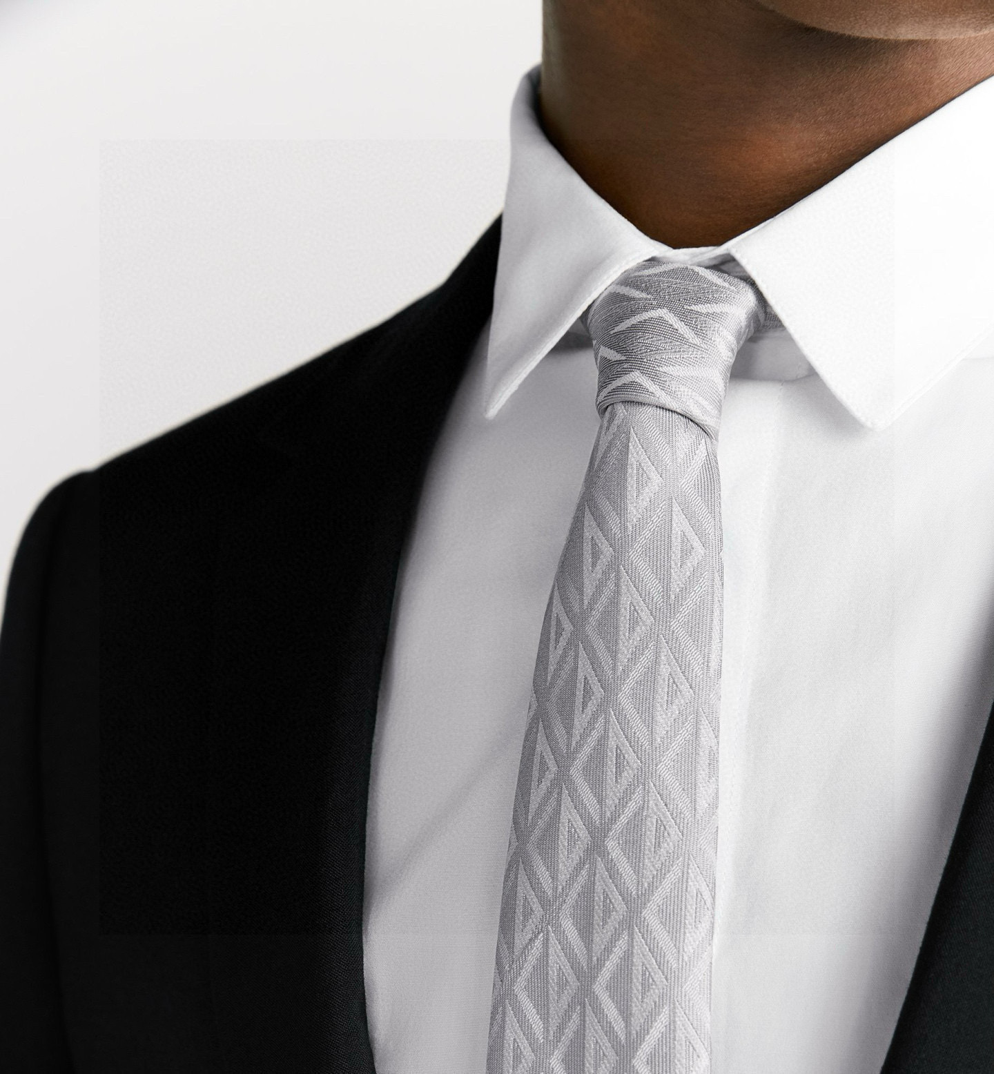 ダイヤモンド柄 ネクタイ ディオール調 結婚式 ホスト プレゼント 高級シルク調 光沢 水色 - 画像 7