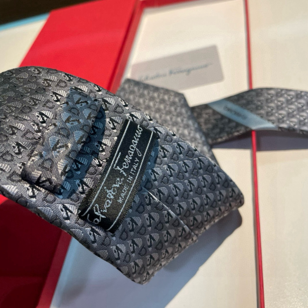 フェラガモ風 ネクタイ フェラガモ調 結婚式 ホスト 衣装 高級シルク調 光沢 グレー - 画像 5