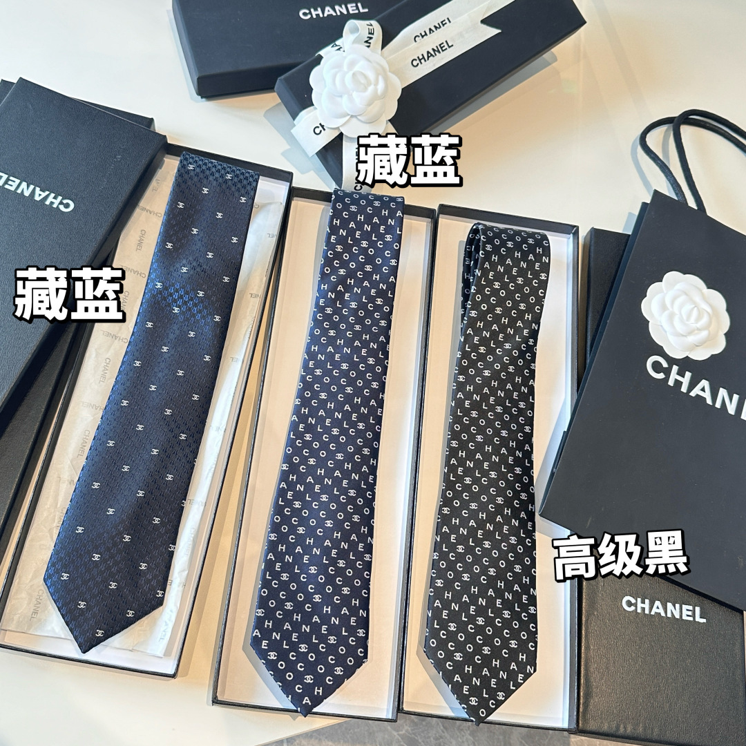 CHANEL風 ネクタイ イベント プレゼント 高級シルク調 光沢 藏蓝