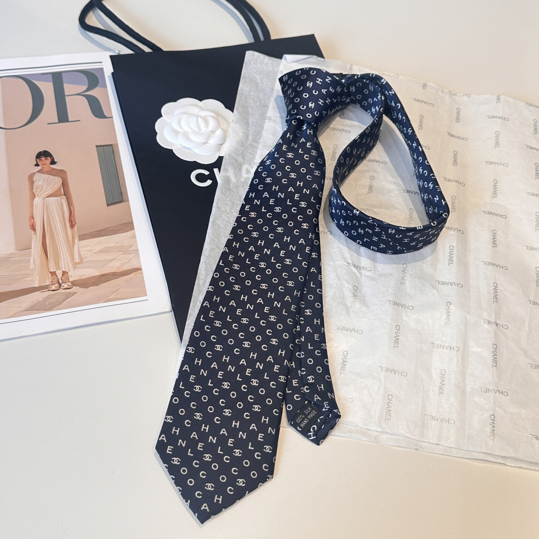 CHANEL風 ネクタイ イベント プレゼント 高級シルク調 光沢 藏蓝 - 画像 8