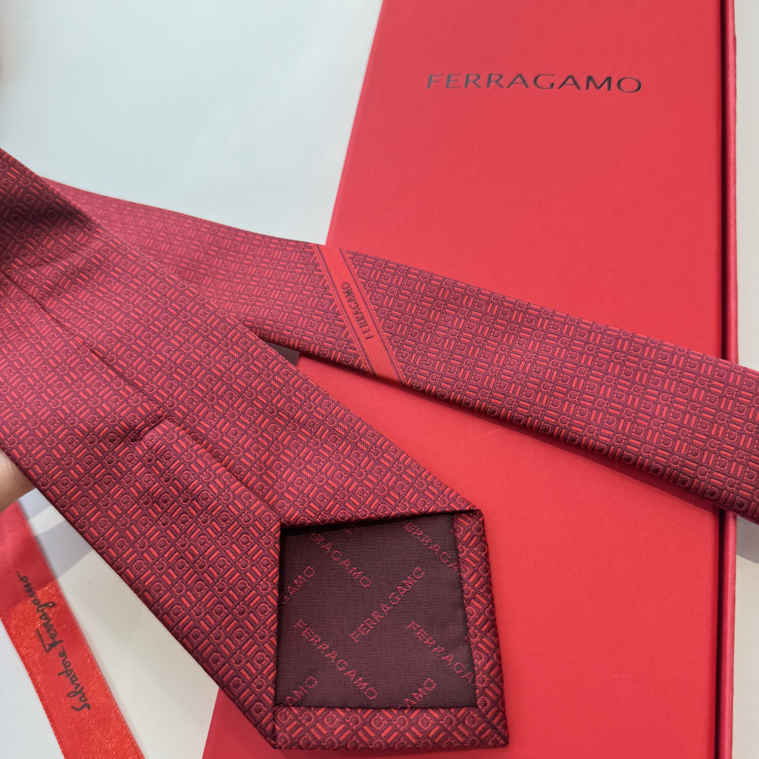 フェラガモ風 H織り ネクタイ 結婚式 ホスト 衣装 高級シルク調 光沢 レッド - 画像 5