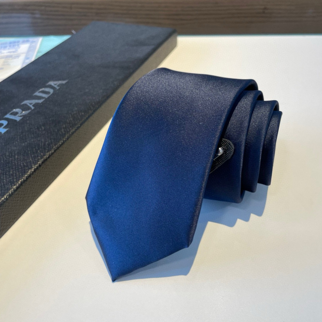 プレタ調 ネクタイ プラダ風 結婚式 ホスト 衣装 高級シルク調 光沢 ネイビー - 画像 2