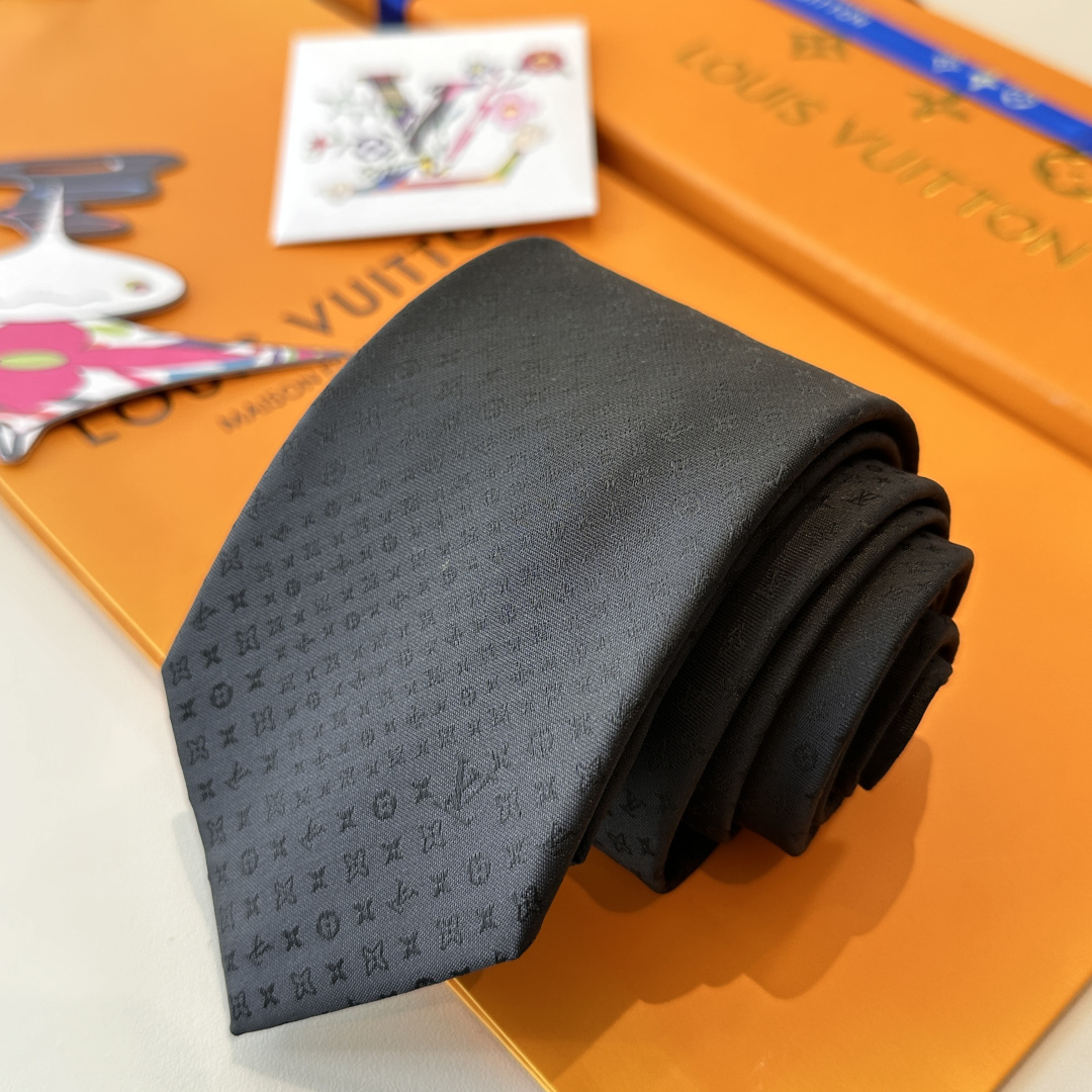 GG柄 ネクタイ ルイヴィトン風 結婚式 ホスト 衣装 高級シルク調 光沢 ネイビー - 画像 5