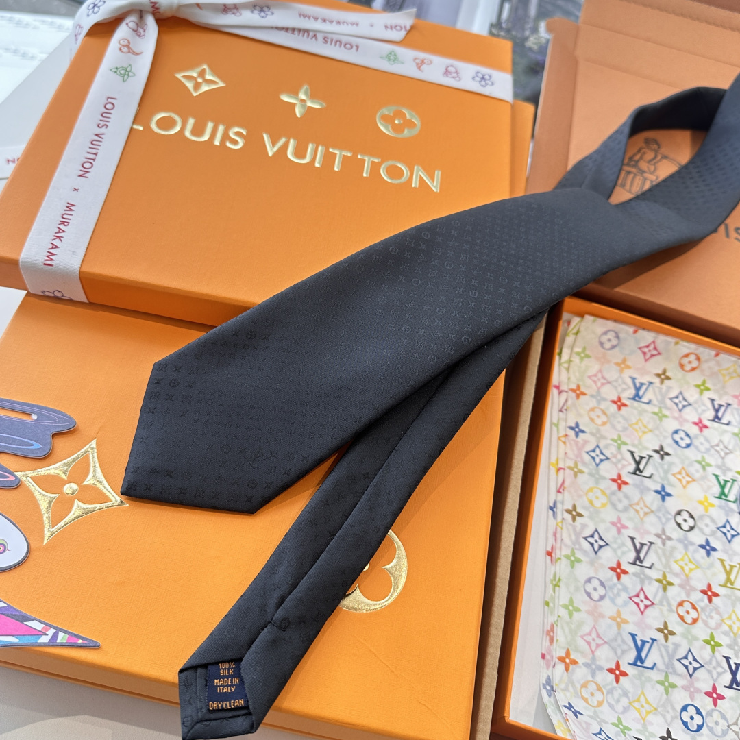 GG柄 ネクタイ ルイヴィトン風 結婚式 ホスト 衣装 高級シルク調 光沢 ネイビー - 画像 7