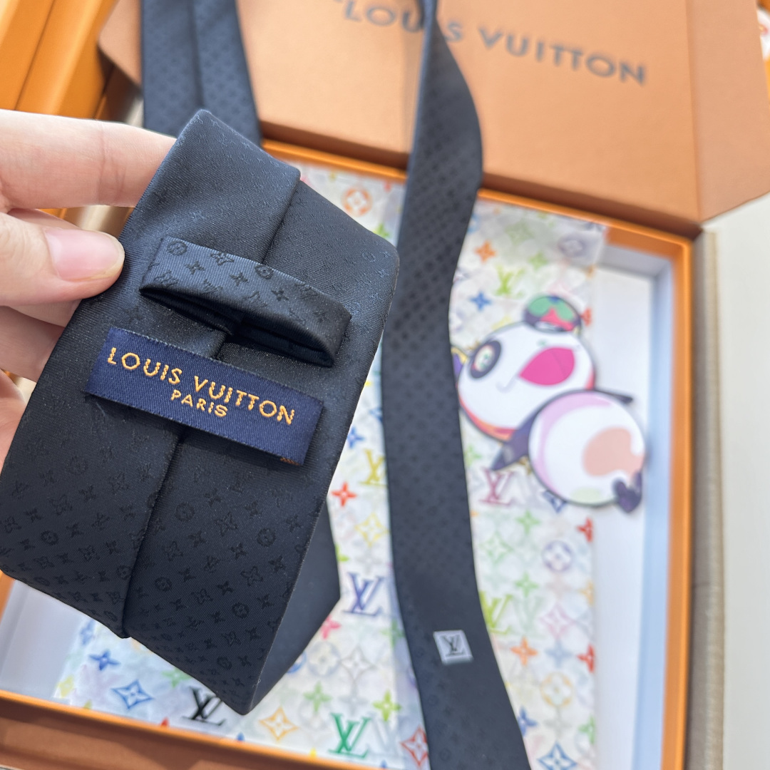 GG柄 ネクタイ ルイヴィトン風 結婚式 ホスト 衣装 高級シルク調 光沢 ネイビー - 画像 8