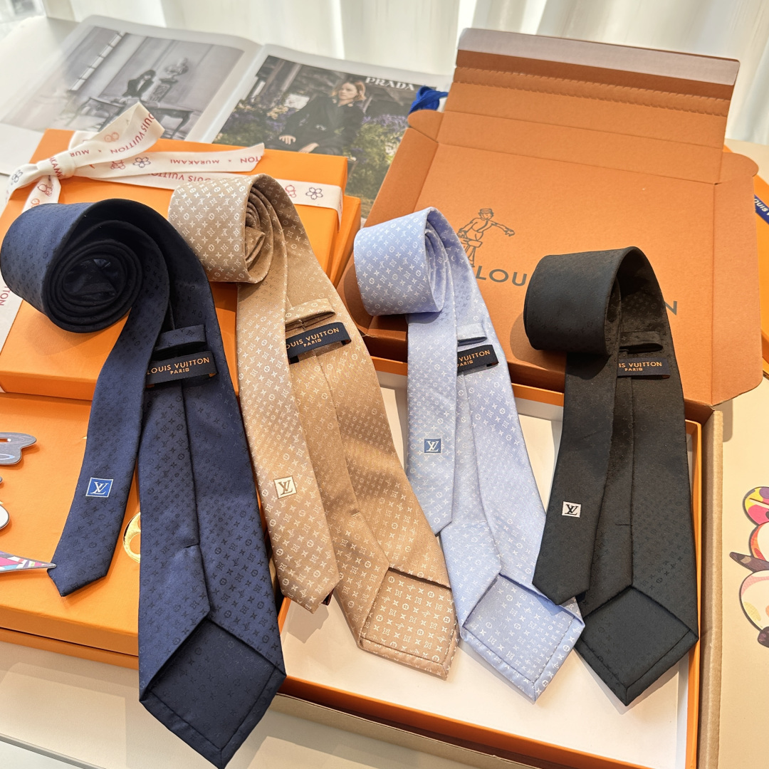 LV柄 ネクタイ ルイヴィトン調 結婚式 ホスト 衣装 高級シルク調 光沢 ネイビー