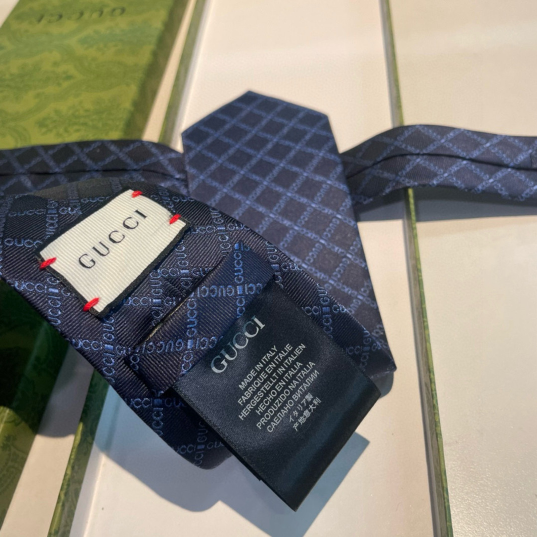 GG柄 ネクタイ グッチ風 結婚式 ホスト 衣装 高級シルク調 光沢 ネイビー - 画像 5
