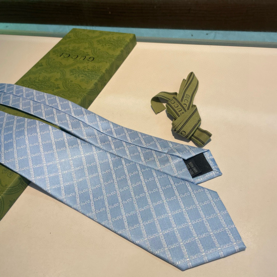 GG柄 ネクタイ グッチ調 結婚式 ホスト 衣装 高級シルク調 光沢 水色 - 画像 4