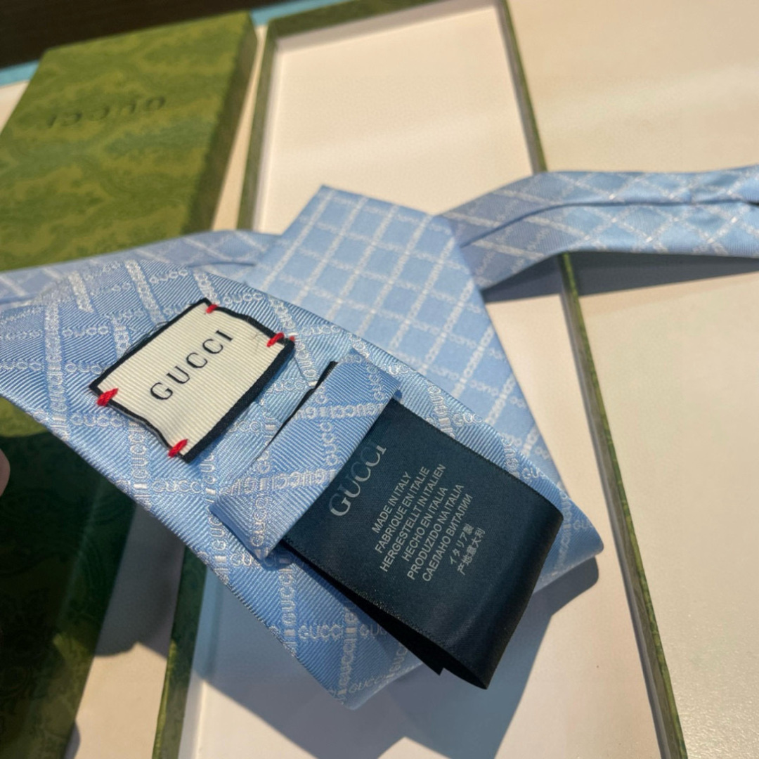 GG柄 ネクタイ グッチ調 結婚式 ホスト 衣装 高級シルク調 光沢 水色 - 画像 5