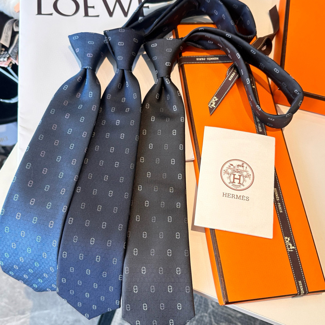 H織り ネクタイ ヘルメス調 結婚式 ホスト 衣装 高級シルク調 光沢 ネイビー - 画像 4