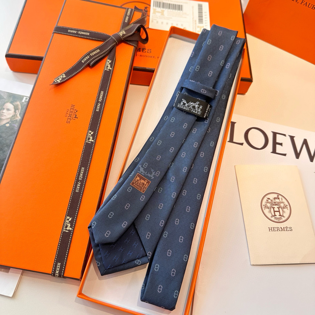 H織り ネクタイ ヘルメス調 結婚式 ホスト 衣装 高級シルク調 光沢 ネイビー - 画像 6