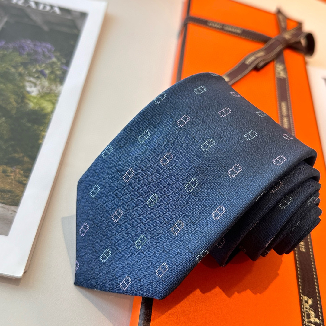 H織り ネクタイ ヘルメス調 結婚式 ホスト 衣装 高級シルク調 光沢 ネイビー - 画像 8