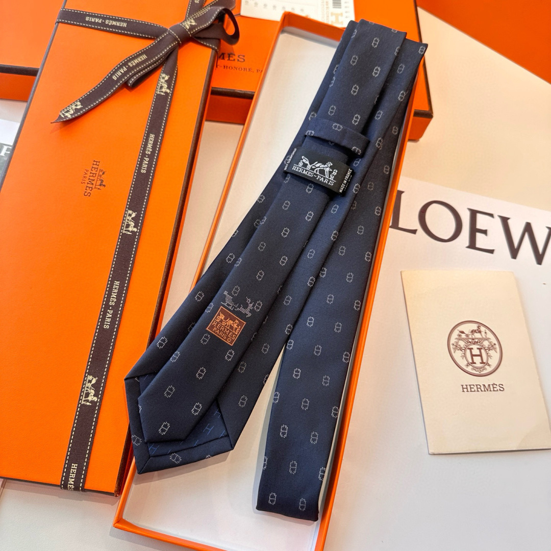 H柄 ネクタイ ハイブランド調 結婚式 ホスト プレゼント 高級シルク調 光沢 ネイビー - 画像 6