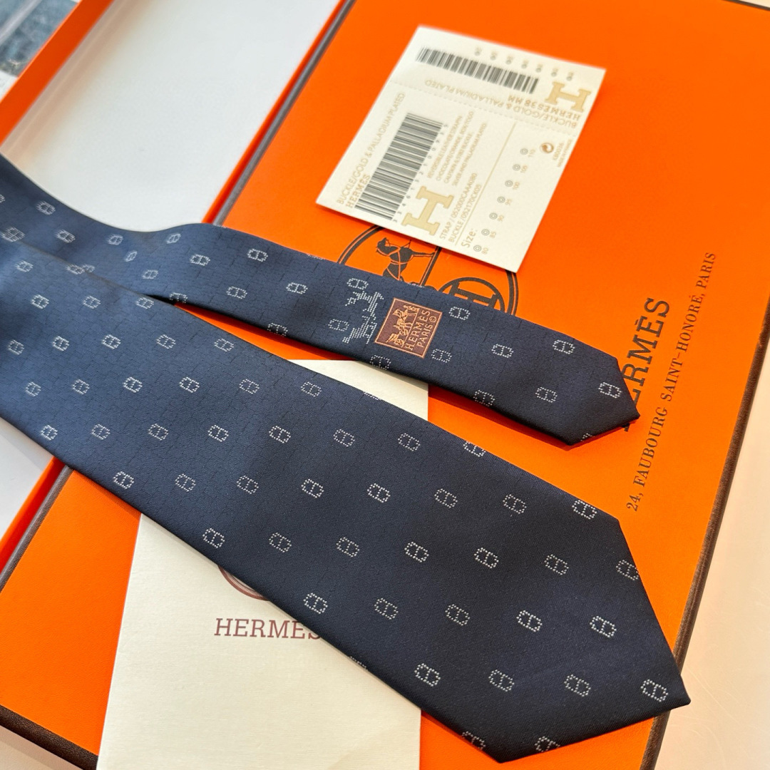 H柄 ネクタイ ハイブランド調 結婚式 ホスト プレゼント 高級シルク調 光沢 ネイビー - 画像 7