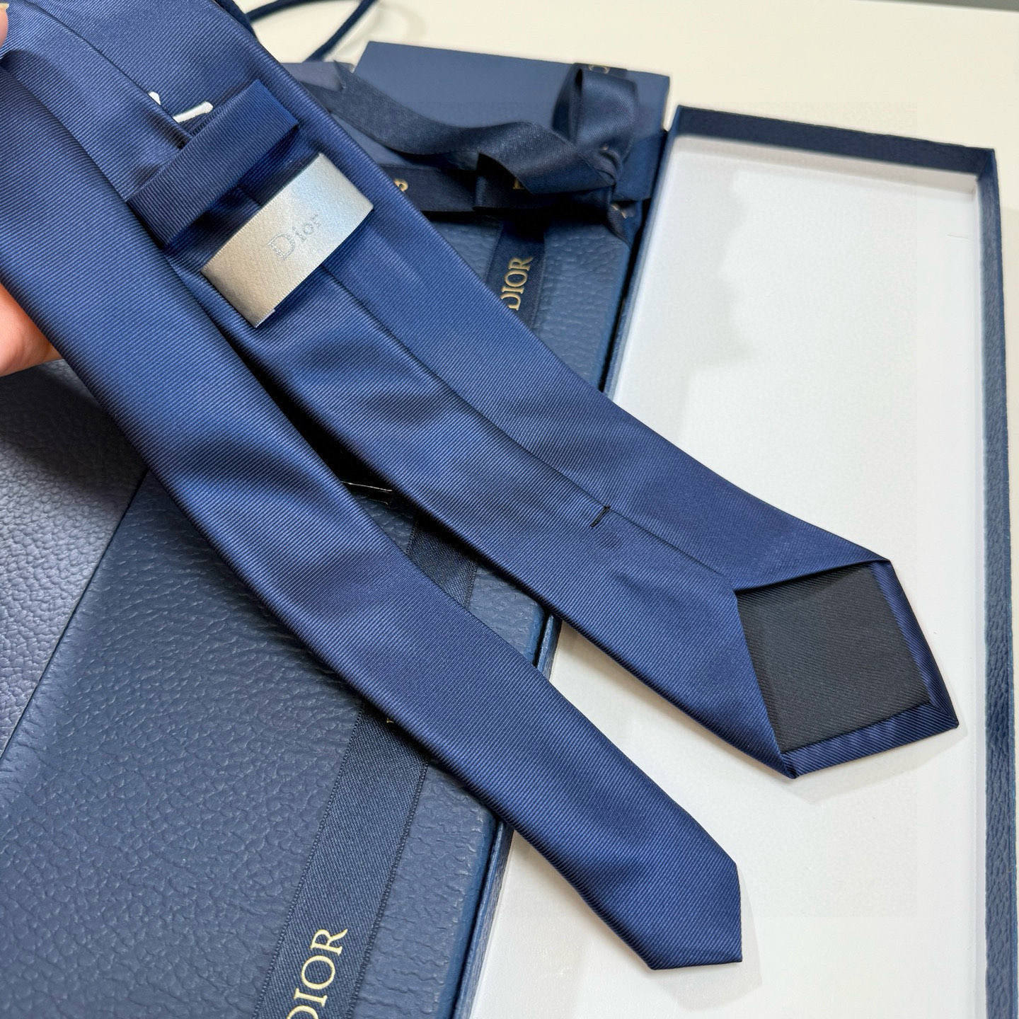 ディオール風 ネクタイ プレゼント ホスト 衣装 高級シルク調 光沢 ネイビー - 画像 8