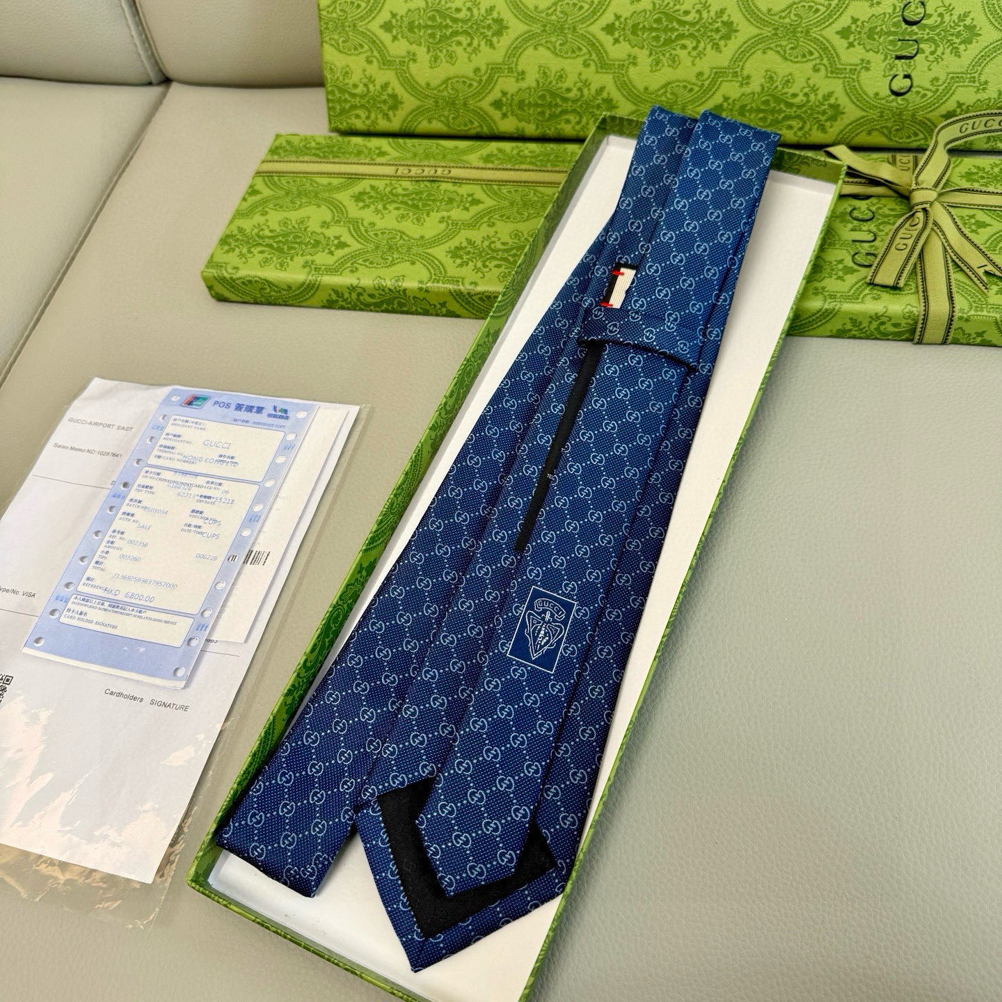 GG柄 ネクタイ グッチ風 結婚式 ホスト 衣装 高級シルク調 光沢 ネイビー - 画像 6