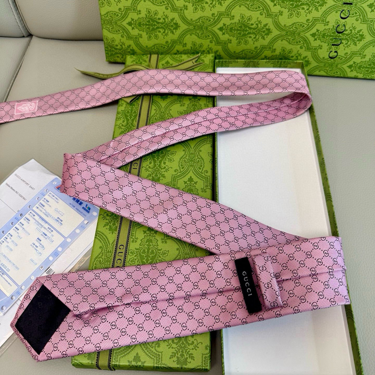 GG柄 ネクタイ グッチ風 結婚式 ホスト 衣装 高級シルク調 光沢 ピンク - 画像 9