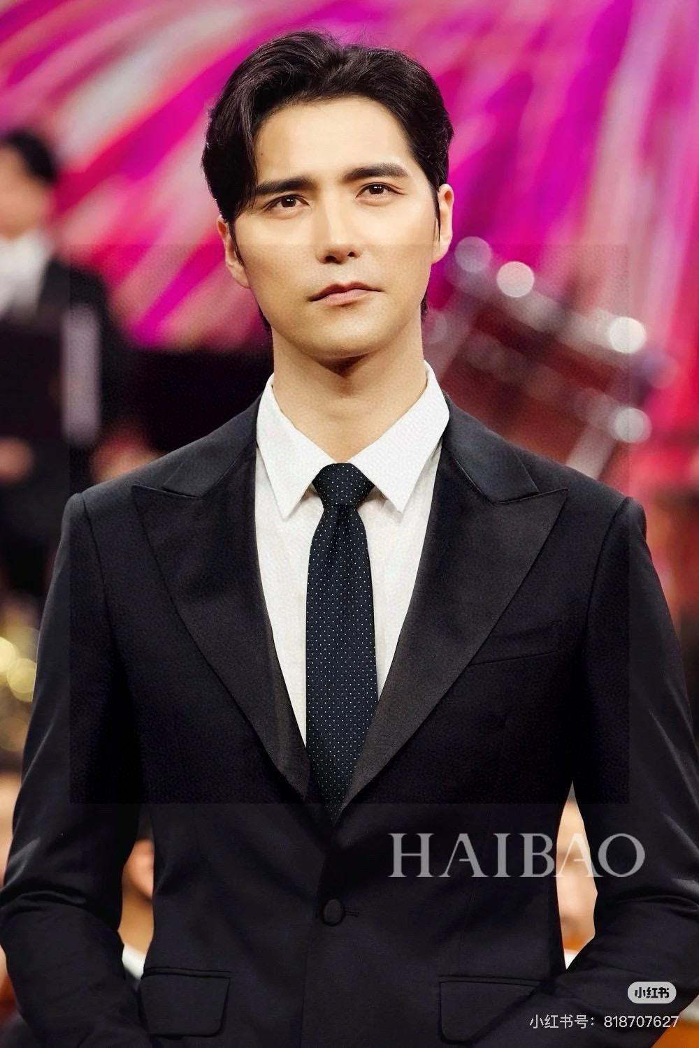 H織り ネクタイ ハイブランド調 結婚式 ホスト 衣装 高級シルク調 光沢 ネイビー