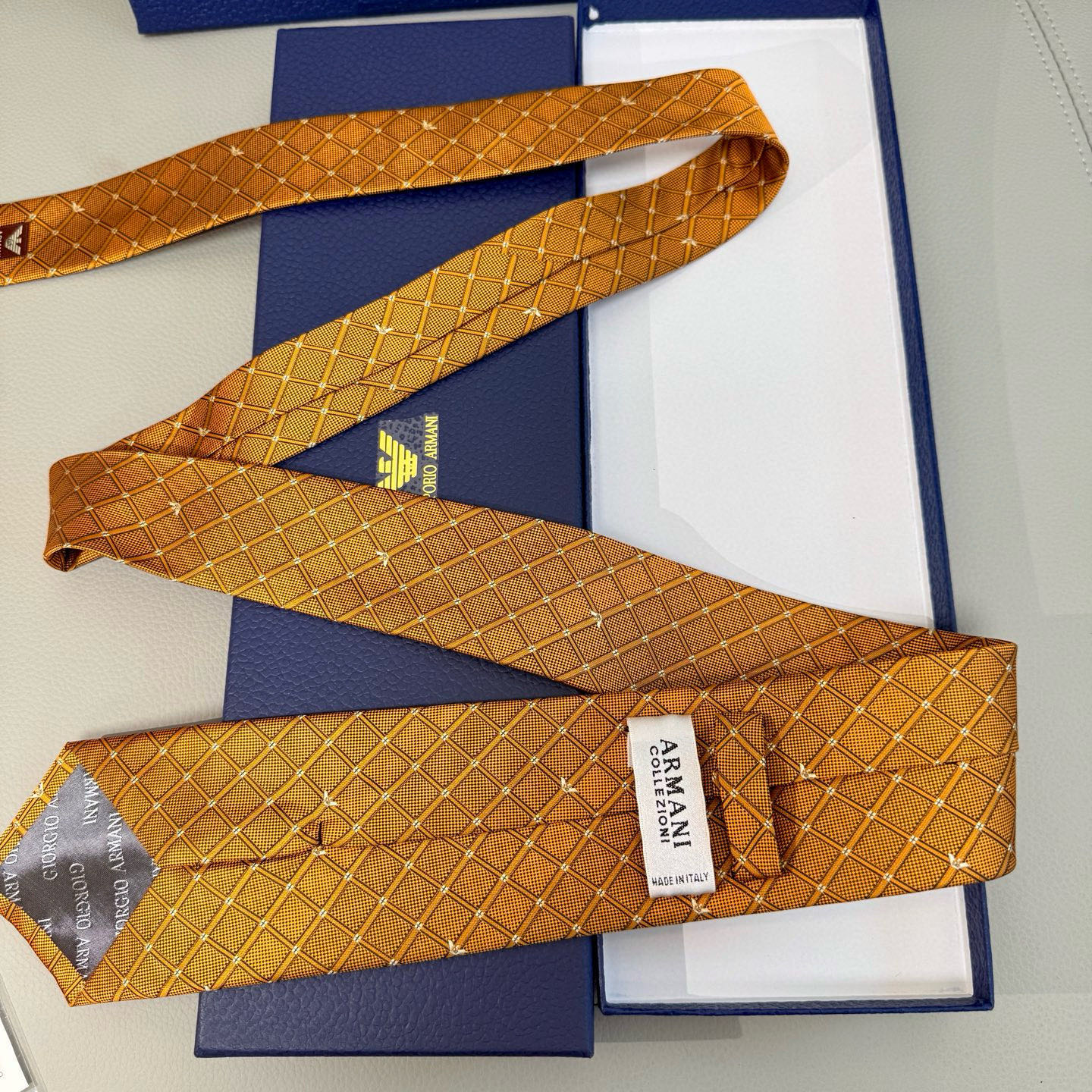 エンポリオアルマニ風 ネクタイ メンズ ホスト 衣装 パーティ 100%シルク調 光沢 ゴールド - 画像 7