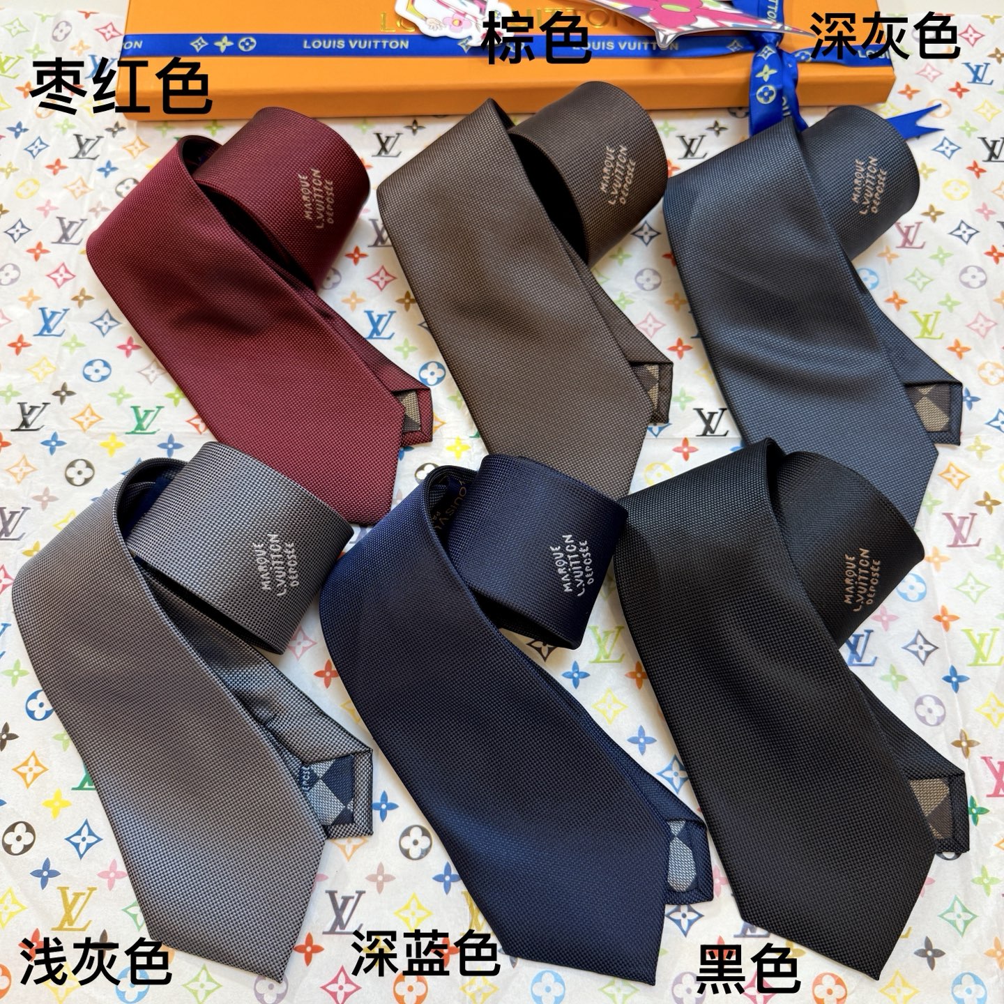 ロエベ風 GG柄 ネクタイ ホスト 衣装 パーティー 高級シルク調 光沢 黒色 - 画像 7