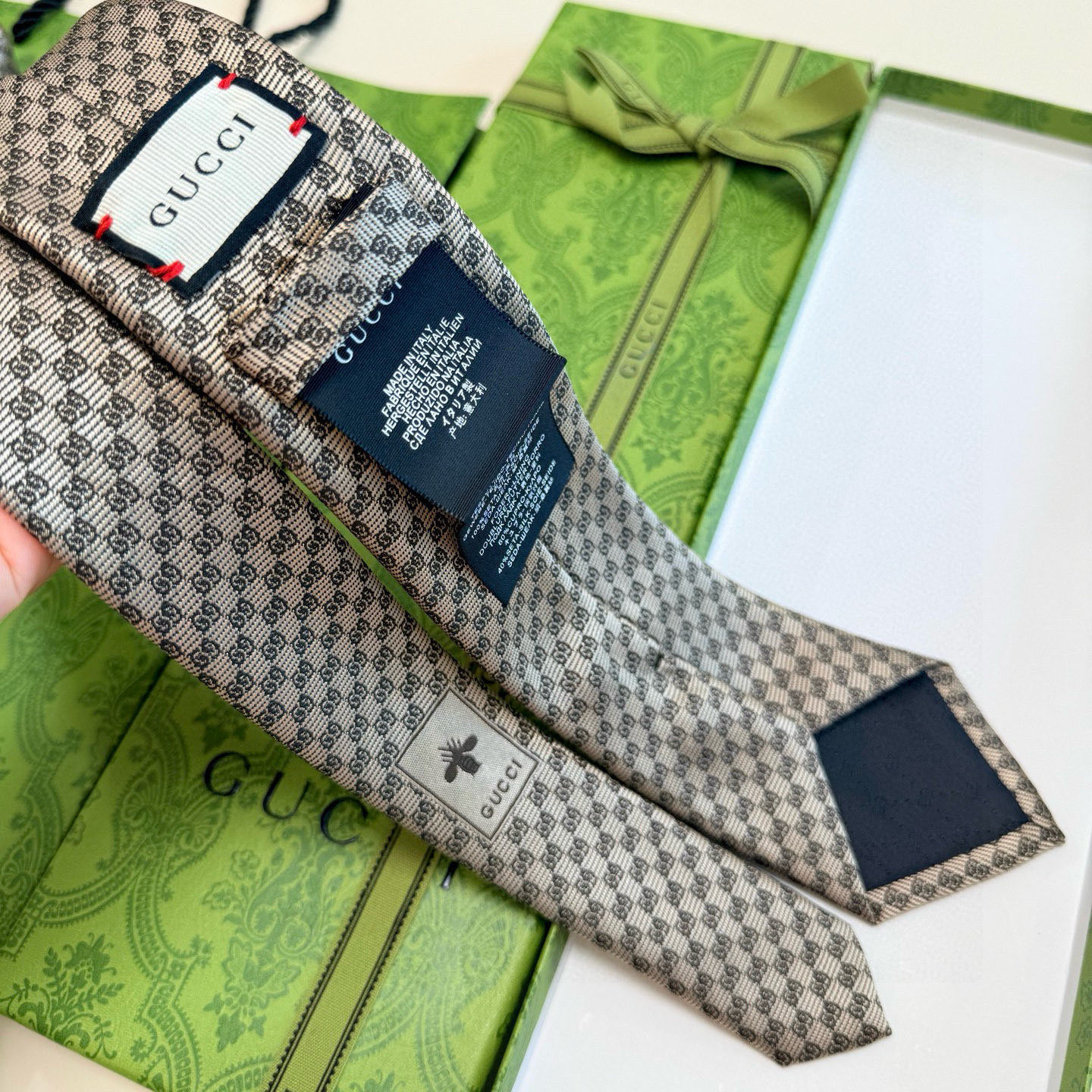 GG柄 ネクタイ グッチ風 結婚式 ホスト 衣装 高級シルク調 光沢 ネイビー 水色 レッド - 画像 7