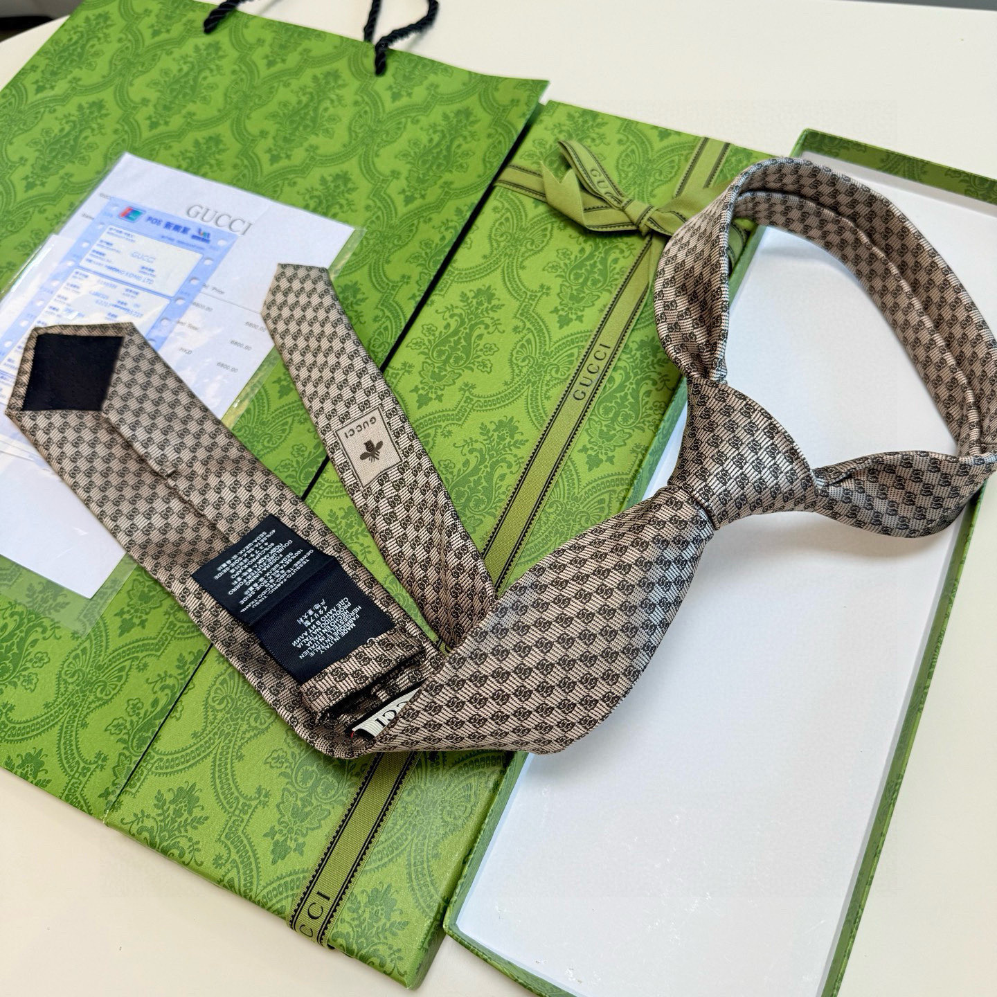 GG柄 ネクタイ グッチ風 結婚式 ホスト 衣装 高級シルク調 光沢 ネイビー 水色 レッド - 画像 9