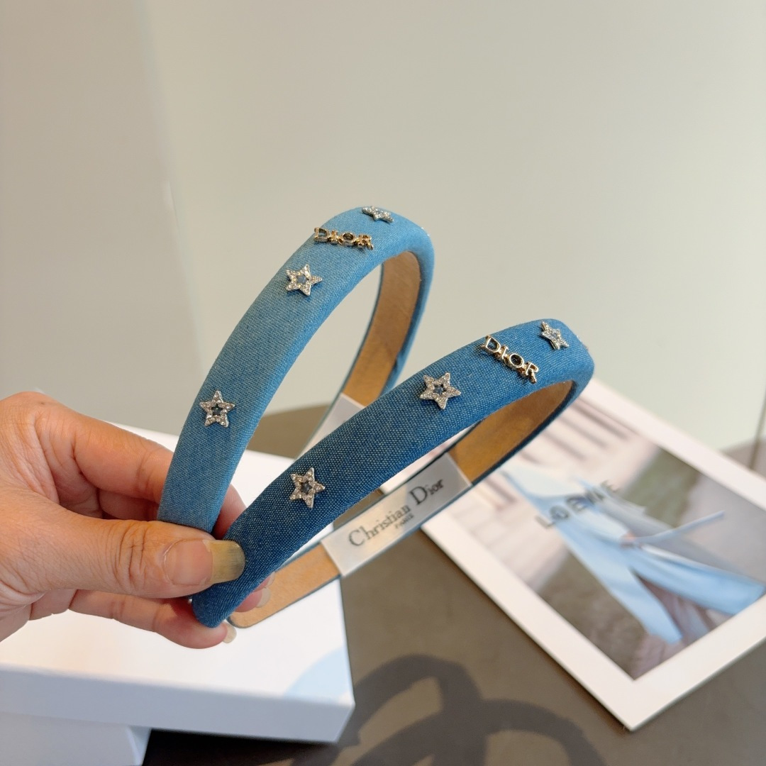 DIOR ディオール ヘアバンド デニム デザイン ファッション 青 全1色 - 画像 1