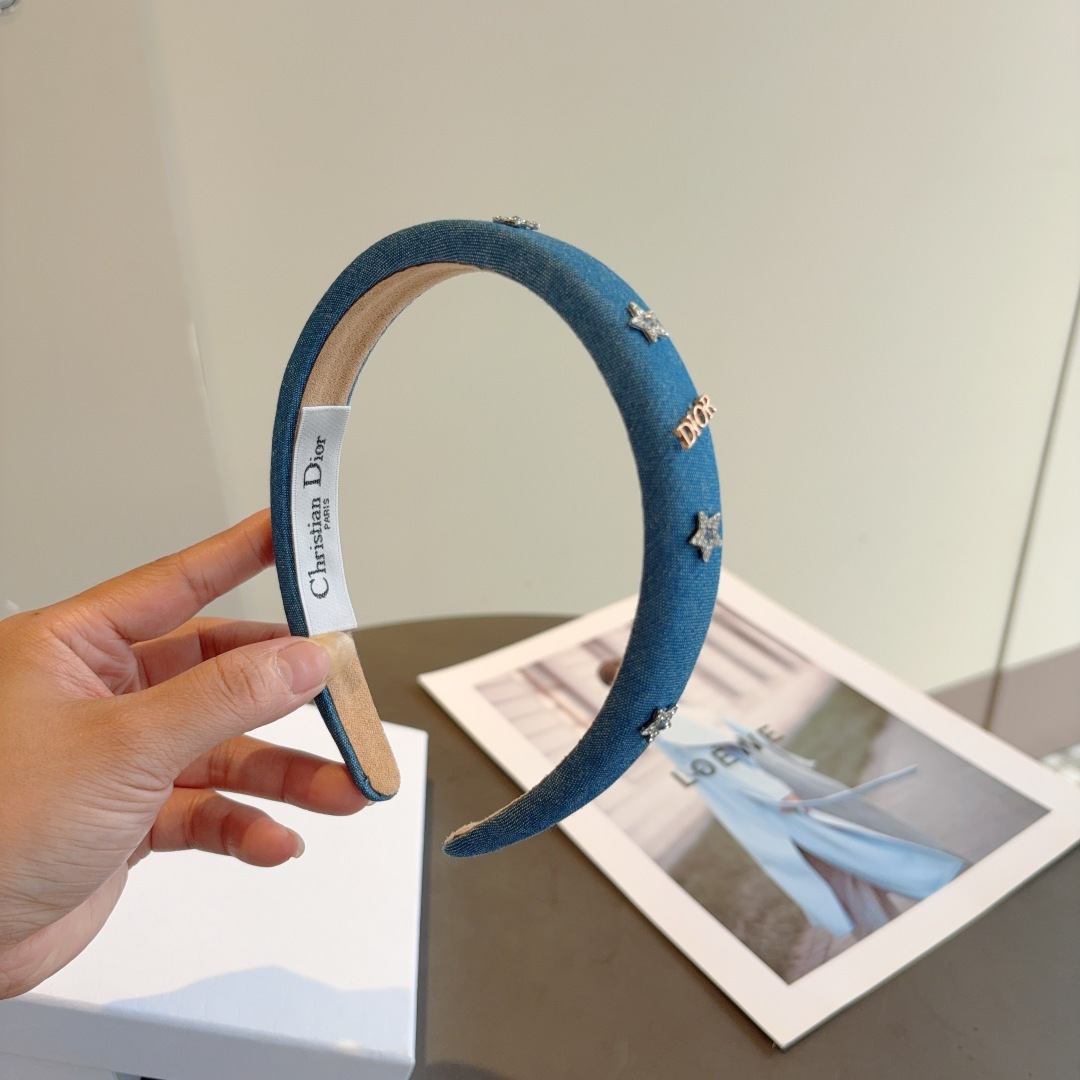 DIOR ディオール ヘアバンド デニム デザイン ファッション 青 全1色 - 画像 3