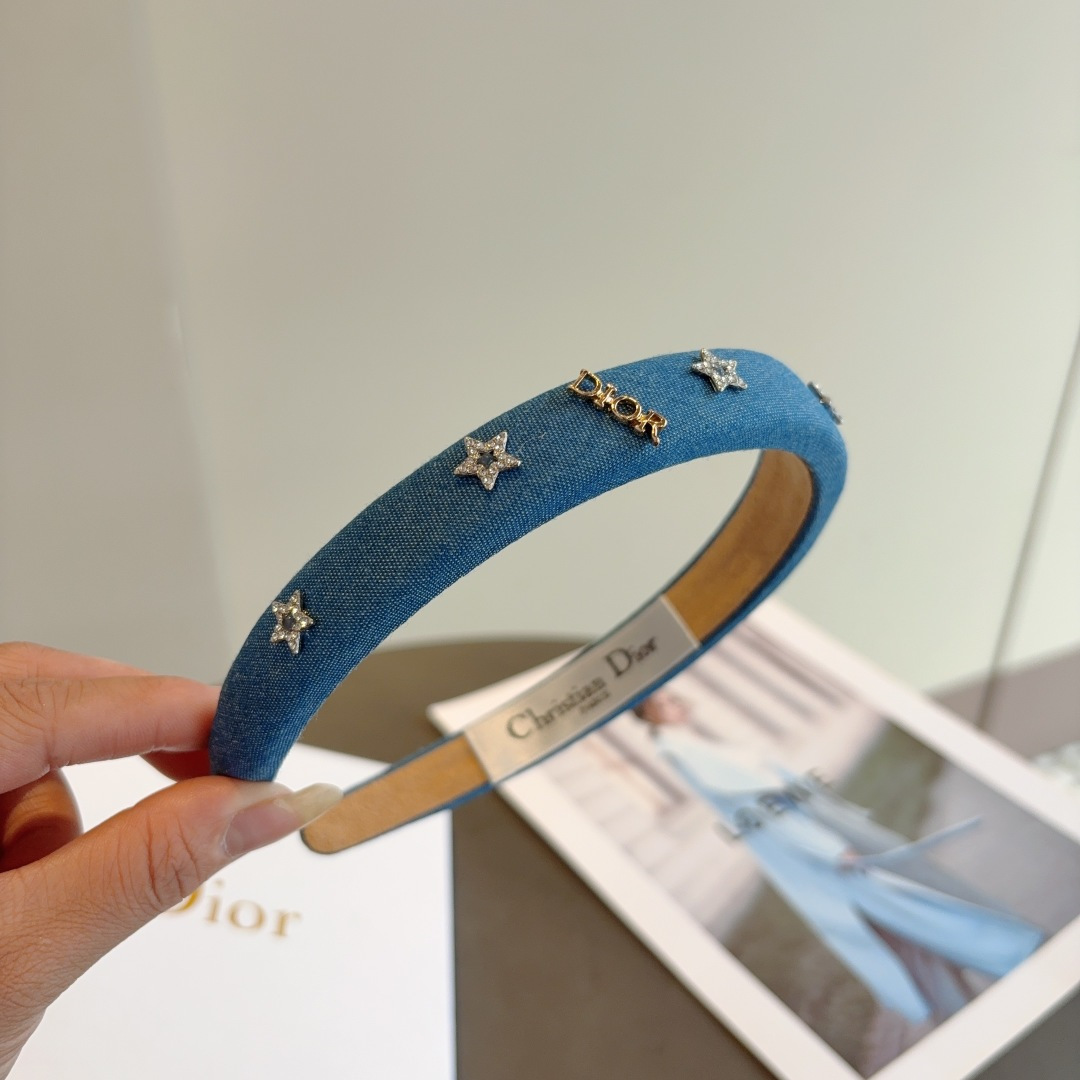 DIOR ディオール ヘアバンド デニム デザイン ファッション 青 全1色 - 画像 4