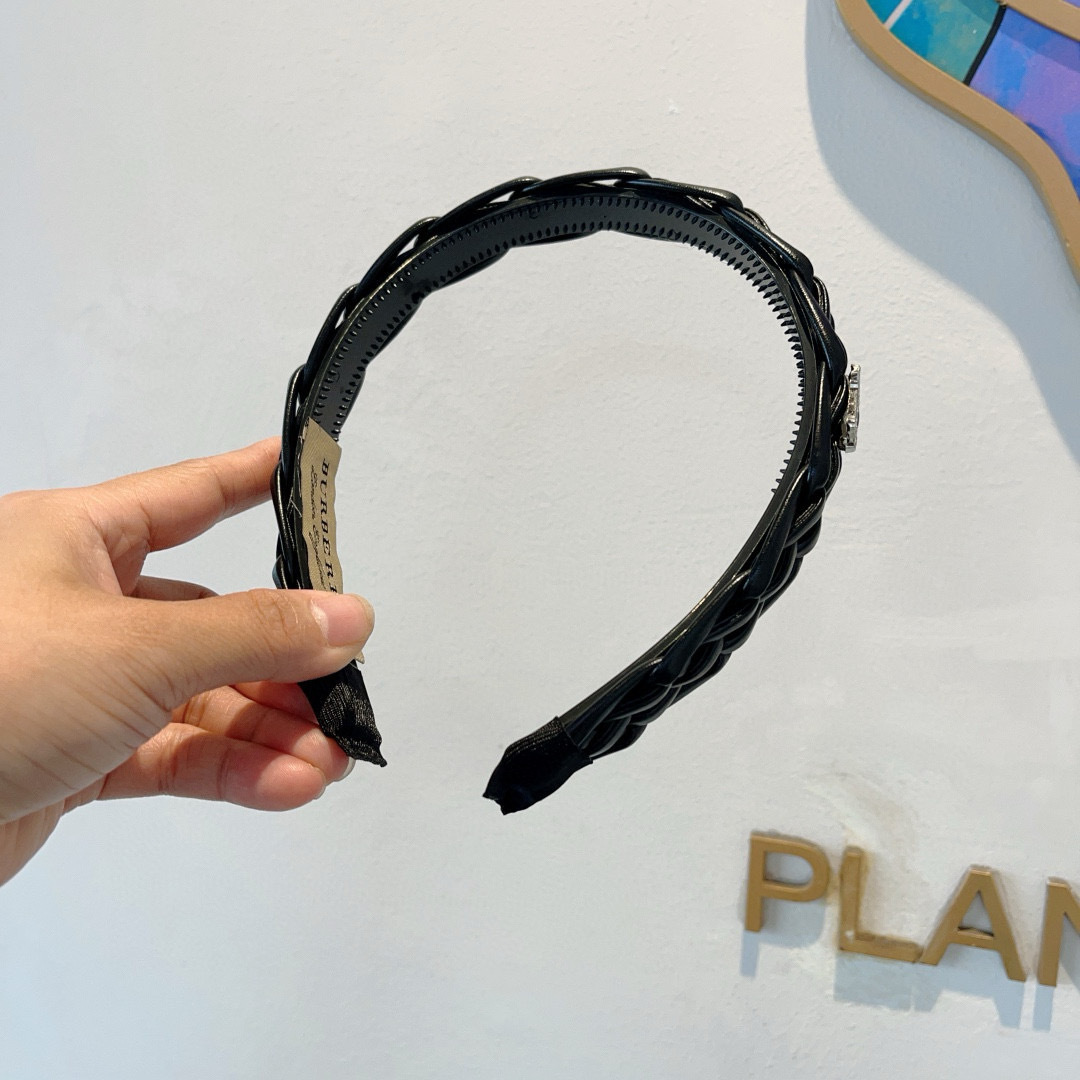 BURBERRY バーバリー ヘアアクセサリー 本革 ブラック - 画像 4