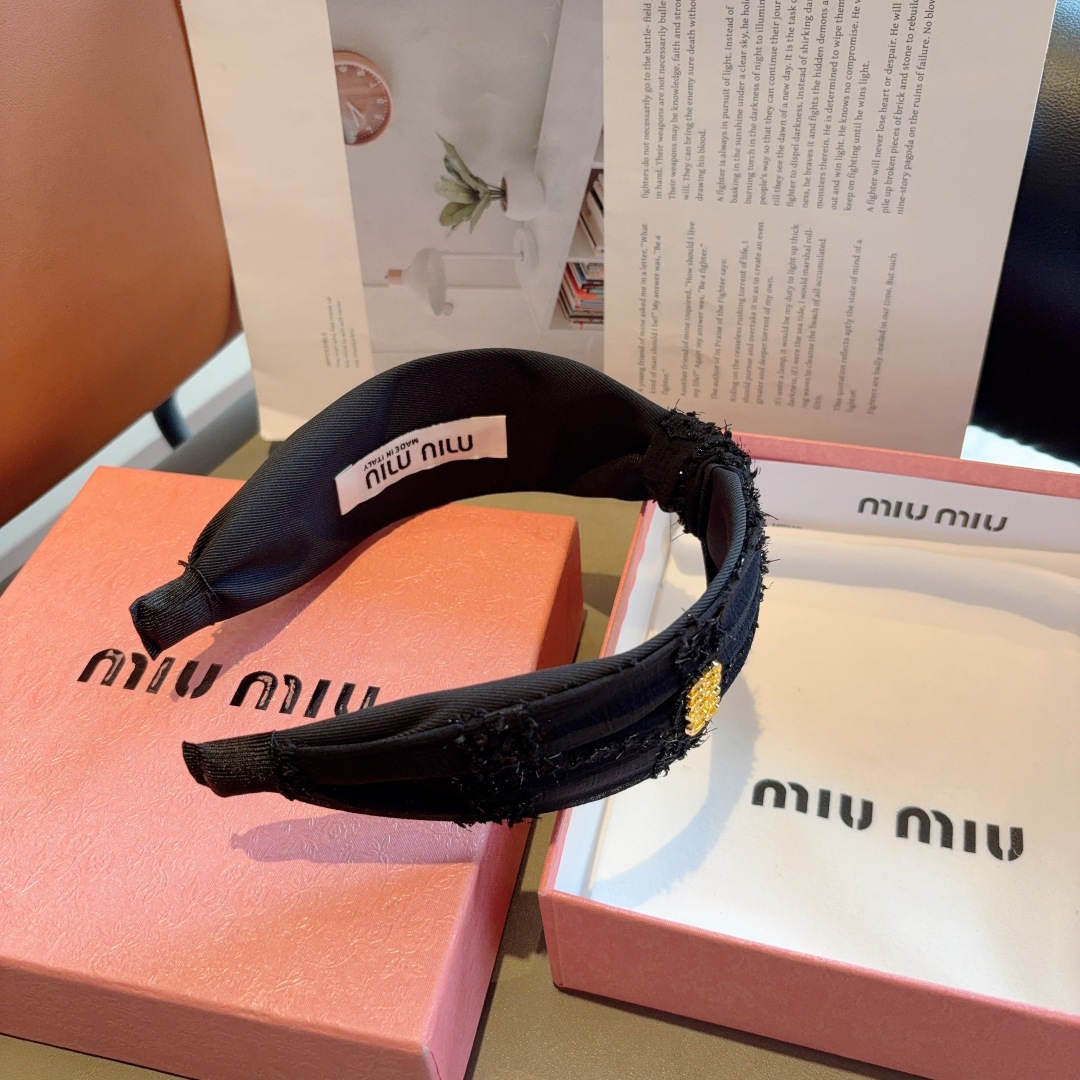 MIU MIU ミウミウ ヘアバンド フラットヘアバンド ファッション ブランド シルク ブラック ベージュ 全2色 - 画像 8
