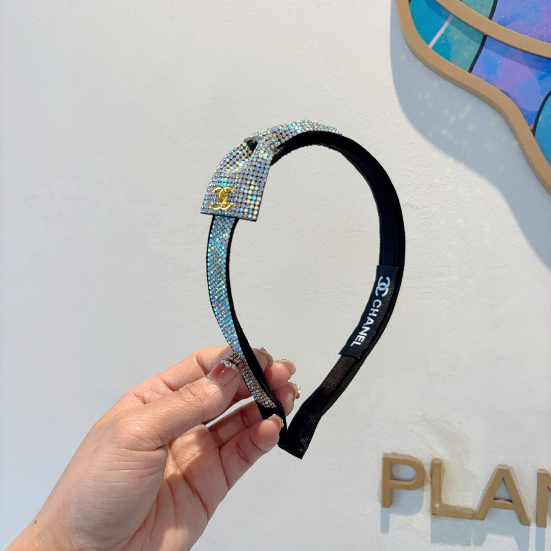 CHANEL シャネル ヘアバンド フルラインストーン ブラック