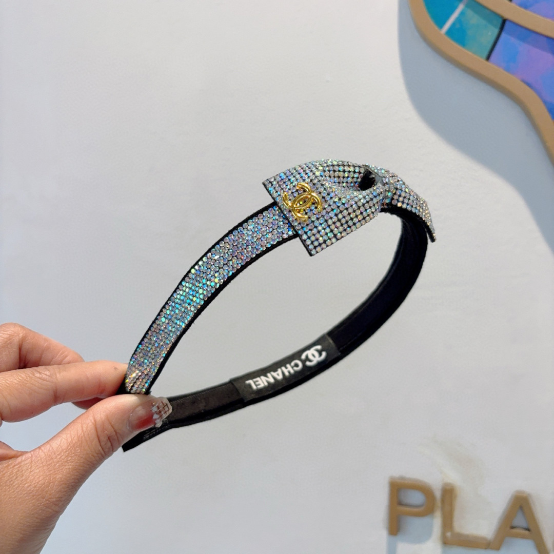 CHANEL シャネル ヘアバンド フルラインストーン ブラック - 画像 3