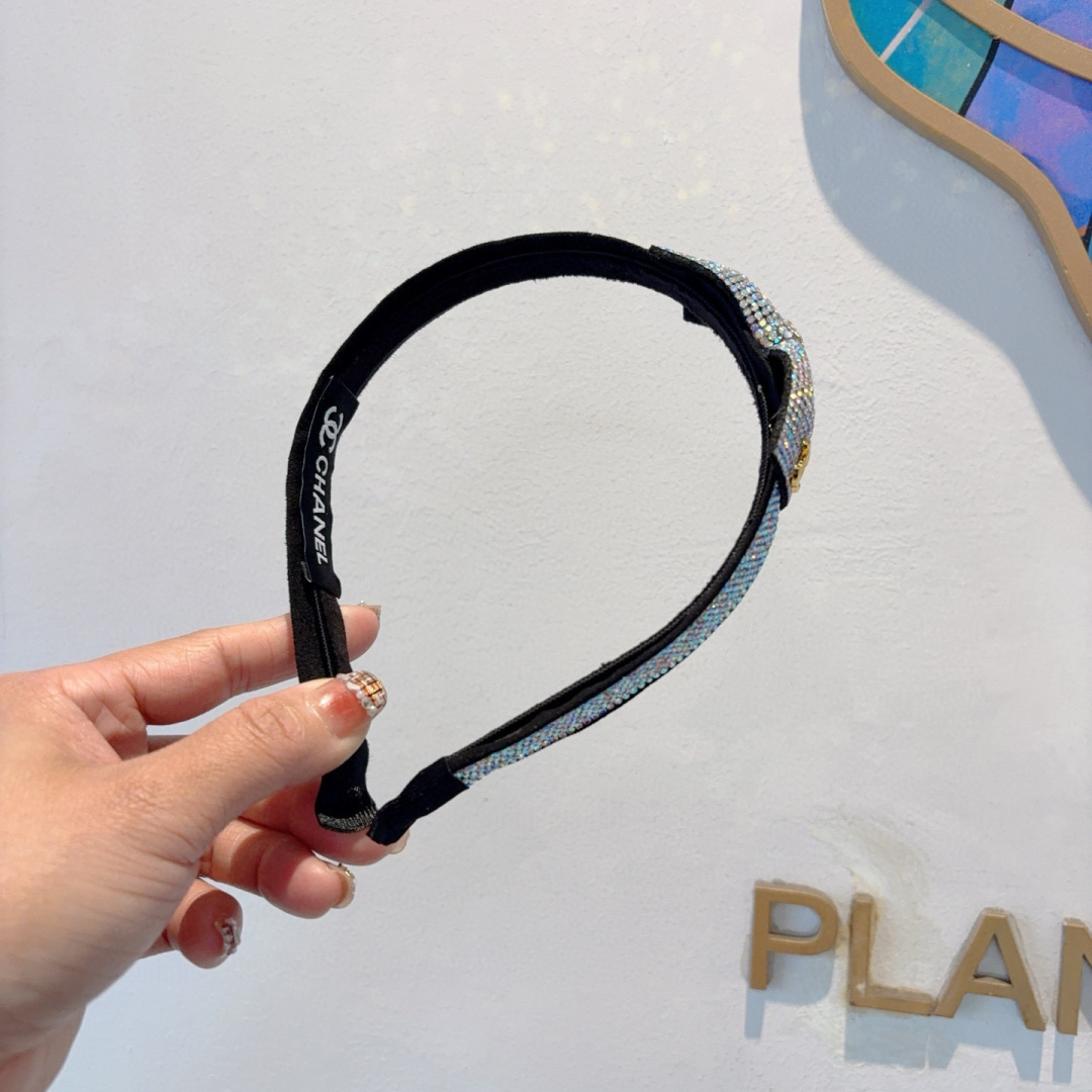 CHANEL シャネル ヘアバンド フルラインストーン ブラック - 画像 4