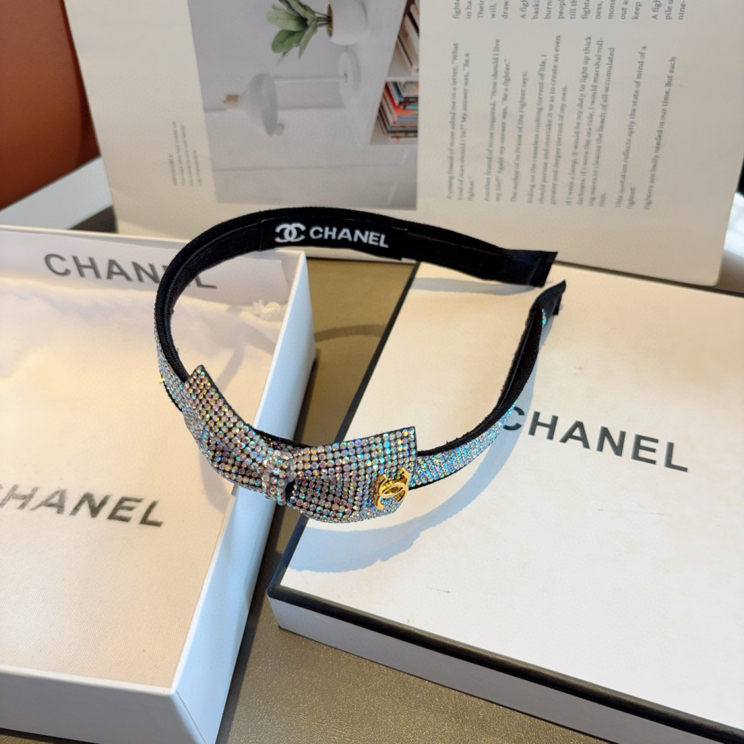 CHANEL シャネル ヘアバンド フルラインストーン ブラック - 画像 5