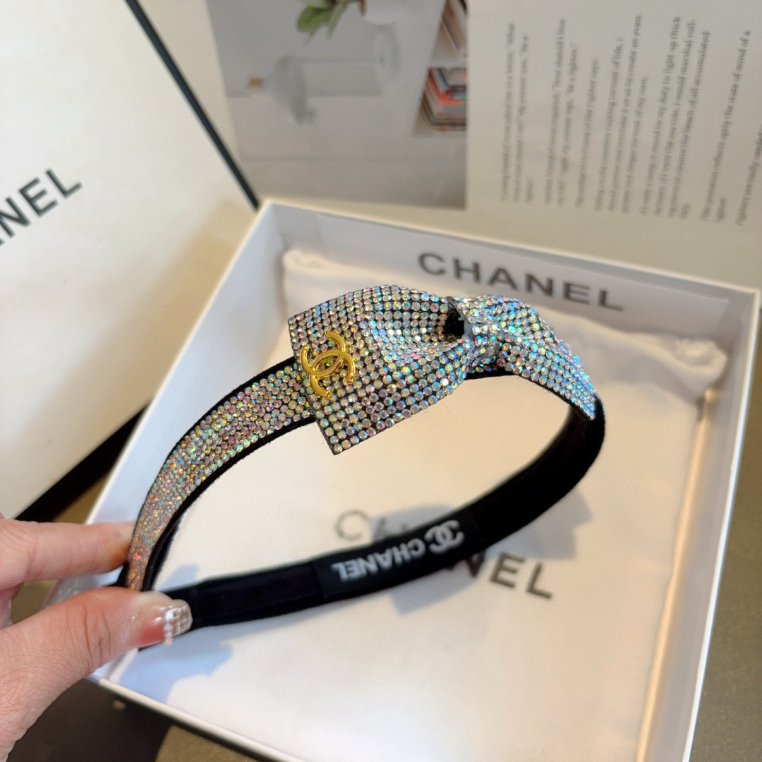 CHANEL シャネル ヘアバンド フルラインストーン ブラック - 画像 6