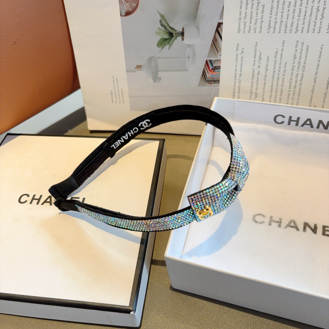 CHANEL シャネル ヘアバンド フルラインストーン ブラック - 画像 7