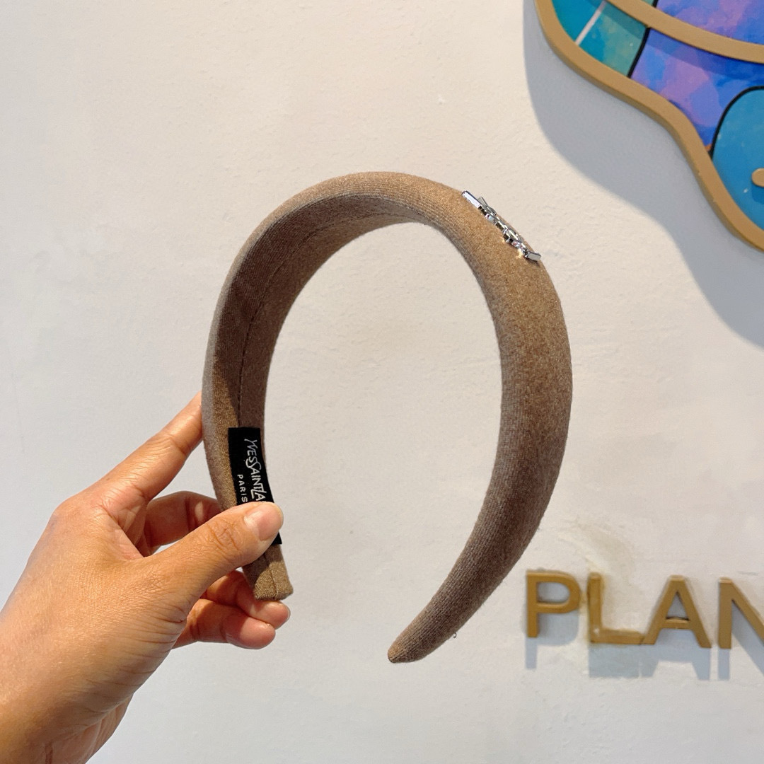 YSL ヤングセインローレン ヘッドバンド 本革 通勤 ブラック - 画像 2