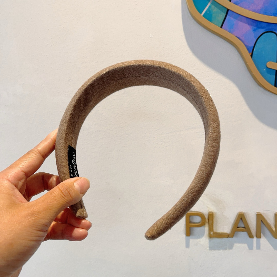 YSL ヤングセインローレン ヘッドバンド 本革 通勤 ブラック - 画像 4